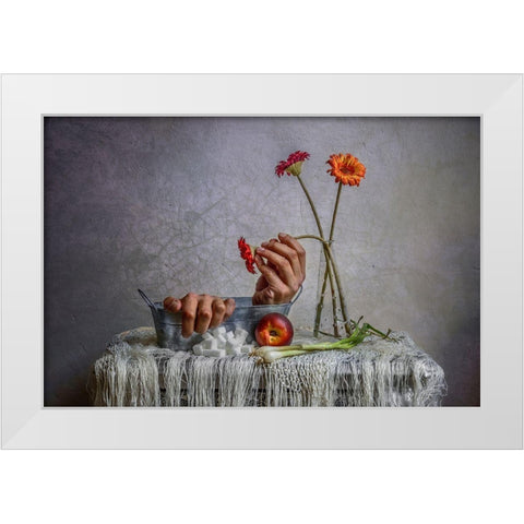 Still Life White Modern Wood Framed Art Print by Ahekian, Haik