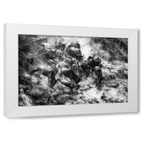 Cluster White Modern Wood Framed Art Print by Alnaser, Mohammed