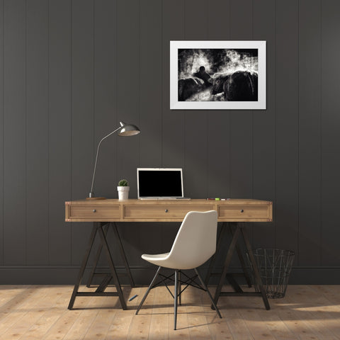 Farm Life White Modern Wood Framed Art Print by Flour, Piet