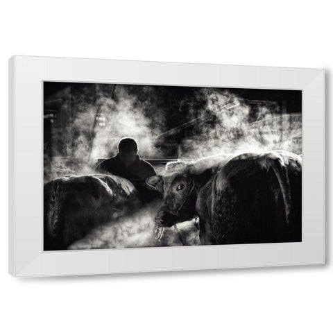 Farm Life White Modern Wood Framed Art Print by Flour, Piet