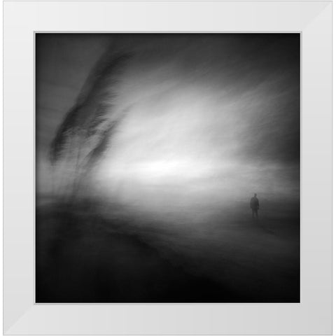 In The Middle Of Nowhere White Modern Wood Framed Art Print by Pascual Buye, Santiago