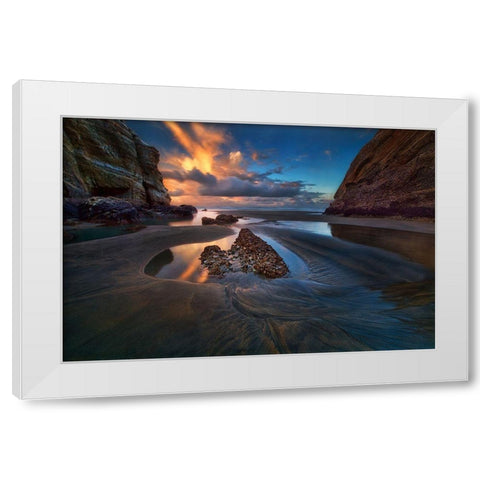 When The Tide Receded White Modern Wood Framed Art Print by Zhang, Yan