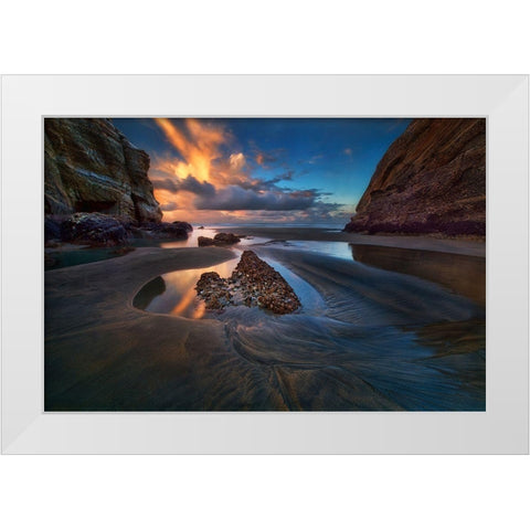 When The Tide Receded White Modern Wood Framed Art Print by Zhang, Yan