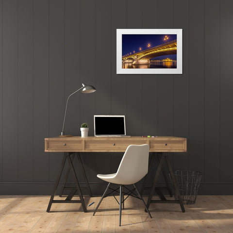 A View Of Budapest White Modern Wood Framed Art Print by D Morkeberg, Thomas