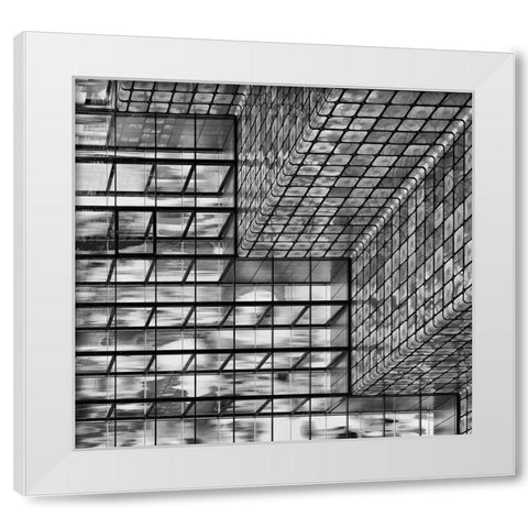 Silver Squares White Modern Wood Framed Art Print by Van Son, Greetje