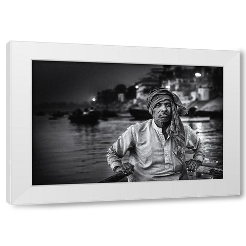 Nights On The Ganges White Modern Wood Framed Art Print by Flour, Piet