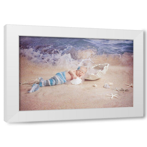 Little Mermaid White Modern Wood Framed Art Print by Weber, Kate