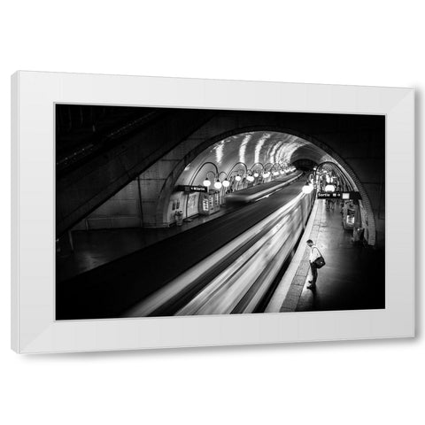 Paris Metro White Modern Wood Framed Art Print by Lim, Michael