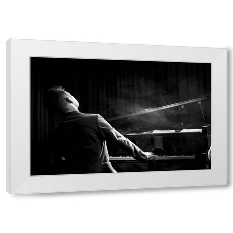 Pianist White Modern Wood Framed Art Print by P., Laura