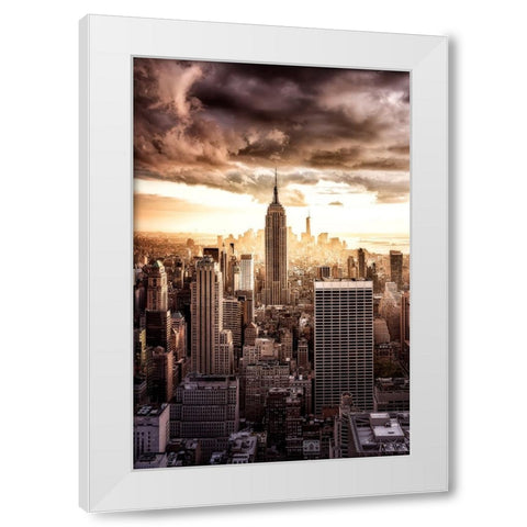 Top Of The Sunsets White Modern Wood Framed Art Print by De La, Javier