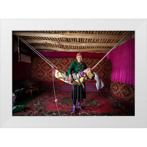 The Proud Mother White Modern Wood Framed Art Print by Reggy