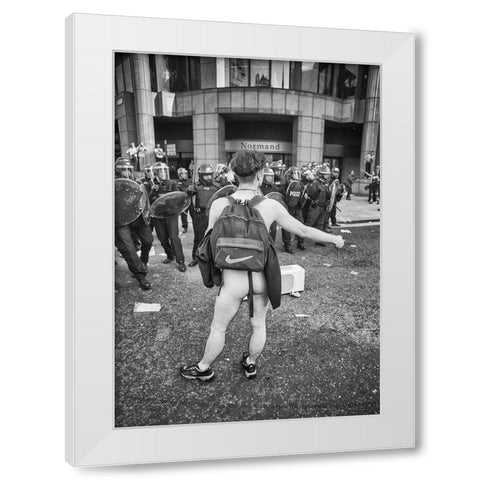 London Riot 03 White Modern Wood Framed Art Print by Santos, Carlos Grury
