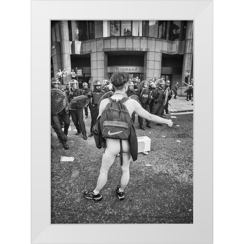 London Riot 03 White Modern Wood Framed Art Print by Santos, Carlos Grury
