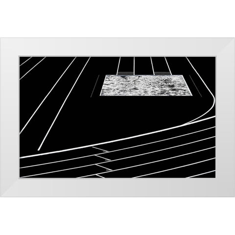 Far To The Jump White Modern Wood Framed Art Print by Margenfeld, Arne