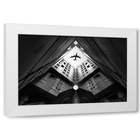 Plane City White Modern Wood Framed Art Print by Christophe, Correy