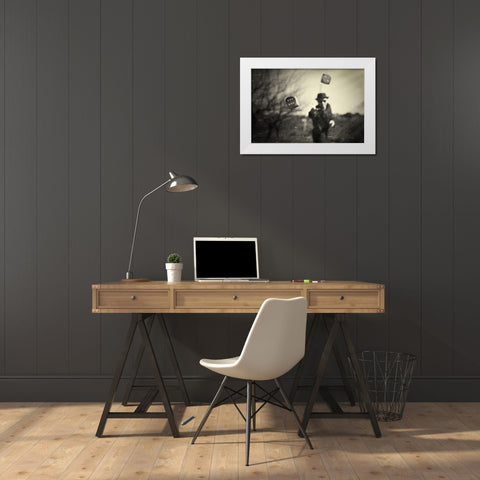 Alea Iacta Est White Modern Wood Framed Art Print by Dan, Bez