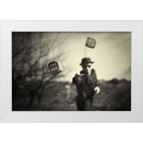 Alea Iacta Est White Modern Wood Framed Art Print by Dan, Bez