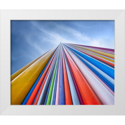 Rainbow From A Cloud White Modern Wood Framed Art Print by Jonas, Nadav