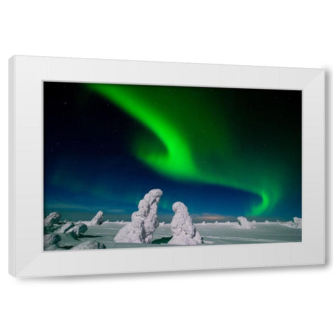 Polar Light, Finnland White Modern Wood Framed Art Print by Alicke, Bjoern