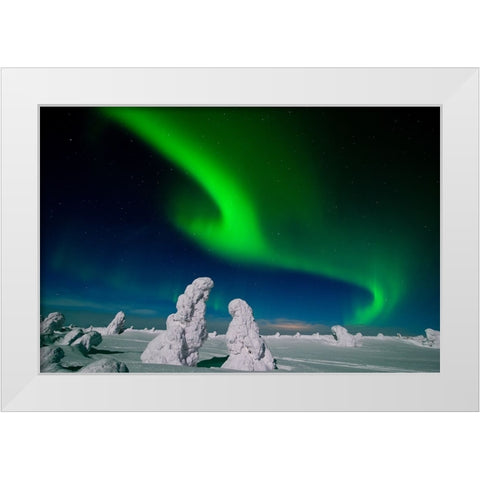 Polar Light, Finnland White Modern Wood Framed Art Print by Alicke, Bjoern