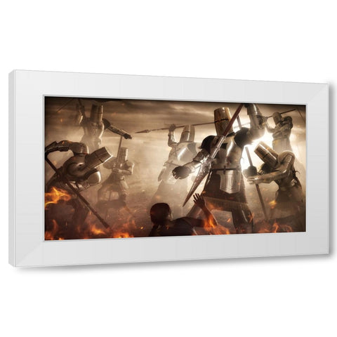 Holy Wars White Modern Wood Framed Art Print by Kiciak, Christophe