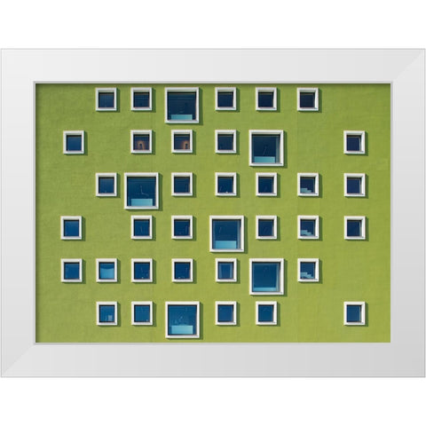 39 Windows White Modern Wood Framed Art Print by Lykke, Jan