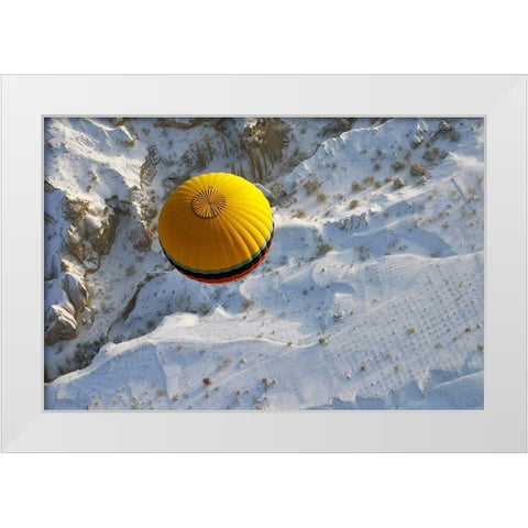 Cappadocia A Balloon White Modern Wood Framed Art Print by Buga, Sedat