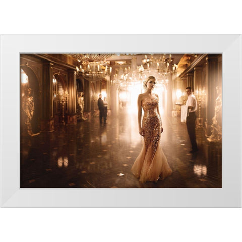 Gold White Modern Wood Framed Art Print by Parishkov, Sergey