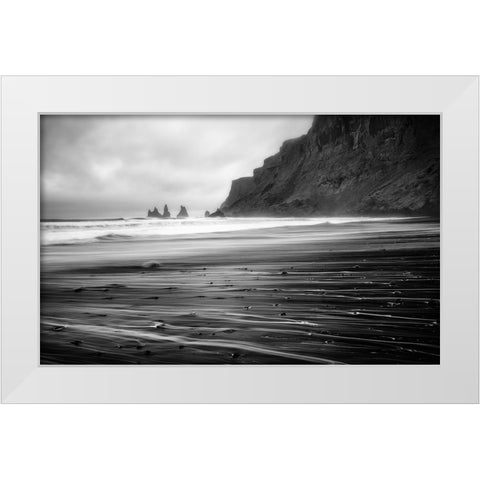 Vik Trails White Modern Wood Framed Art Print by Klemensak, Tomaz