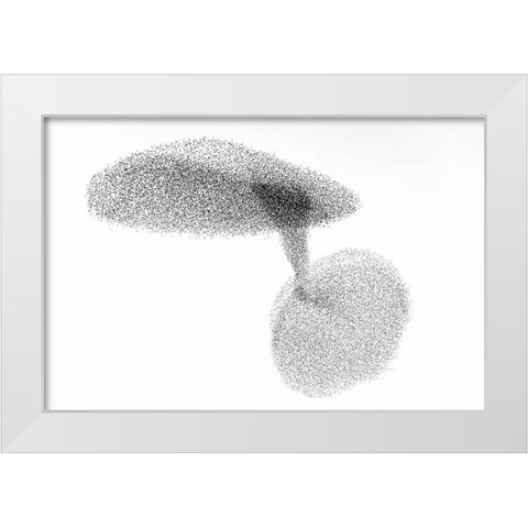 Starlings Dance White Modern Wood Framed Art Print by Gil Raga, Joan