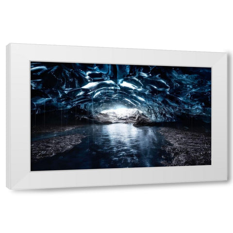 Into The Blue White Modern Wood Framed Art Print by De La, Javier