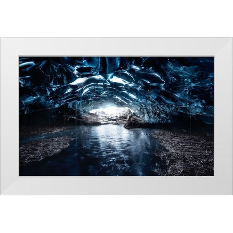 Into The Blue White Modern Wood Framed Art Print by De La, Javier