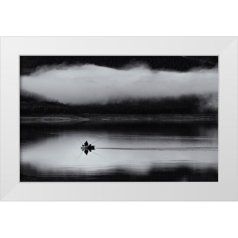 Fishing Passion White Modern Wood Framed Art Print by Oncete, Julien