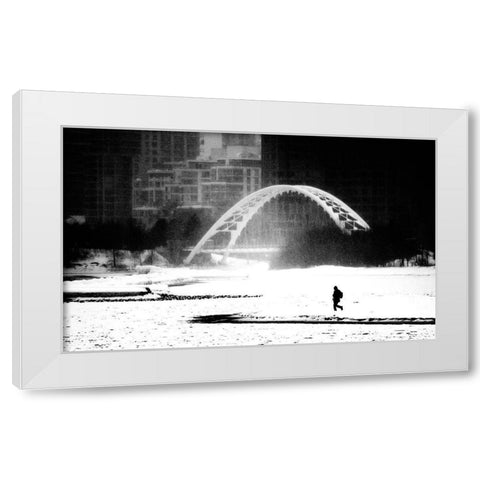 Untitled White Modern Wood Framed Art Print by Wang, Jian
