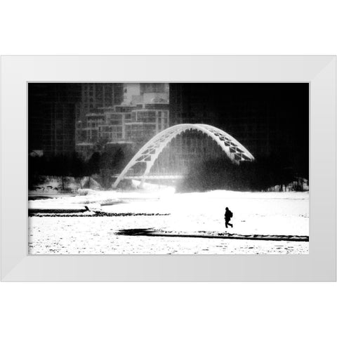 Untitled White Modern Wood Framed Art Print by Wang, Jian