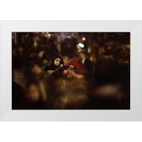 The Silent Rhythm White Modern Wood Framed Art Print by Ozturk, Nurten