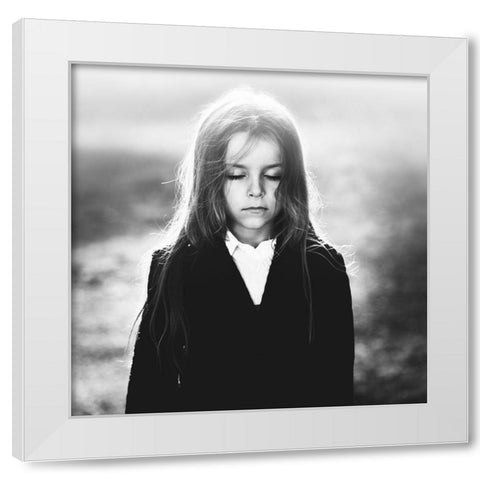 Portrait Of My Son White Modern Wood Framed Art Print by Bajrich, Amir