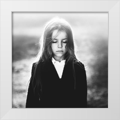 Portrait Of My Son White Modern Wood Framed Art Print by Bajrich, Amir