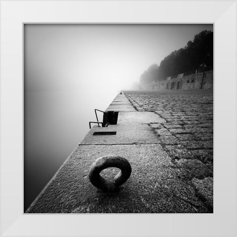 Riverbank White Modern Wood Framed Art Print by Rak, Martin