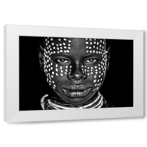 Karo Girl White Modern Wood Framed Art Print by Vidak, Vedran