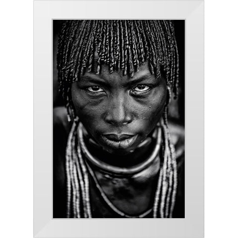 Hamar Woman White Modern Wood Framed Art Print by Vidak, Vedran