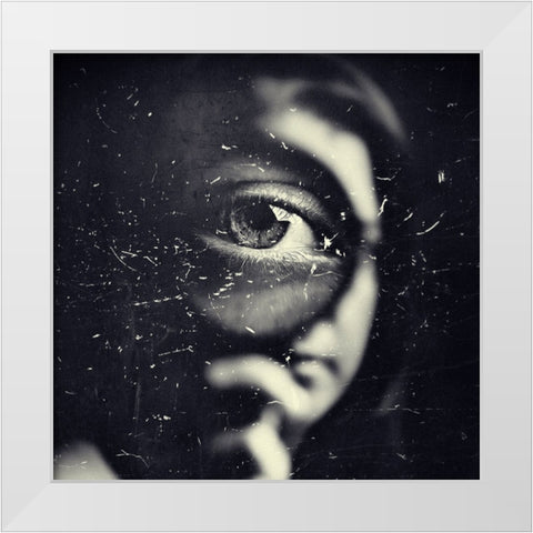 I White Modern Wood Framed Art Print by Hayman, Oren