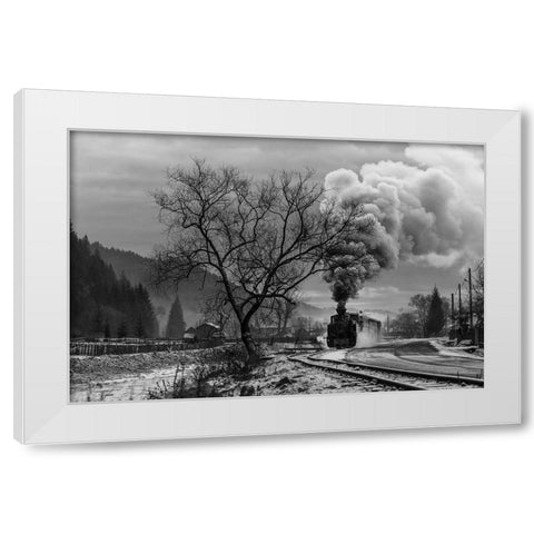 Mocanita Hutulca White Modern Wood Framed Art Print by Dorin Lucian, Sveduneac