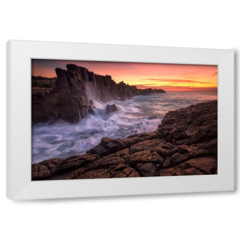 Wall By The Sea White Modern Wood Framed Art Print by Zhang, Joshua