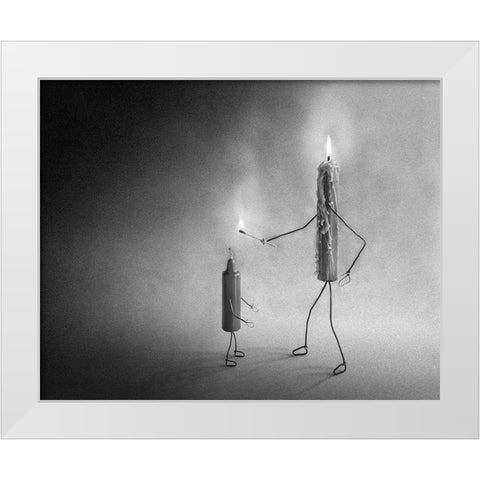 Baptism Of Fire White Modern Wood Framed Art Print by Toniolo, Giorgio