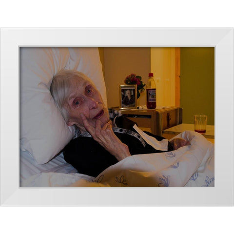 The Old One White Modern Wood Framed Art Print by Caroline Stroksnes, Mette