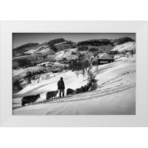 Meandering White Modern Wood Framed Art Print by Harag, Ionut