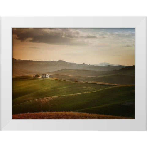 Over The Hills White Modern Wood Framed Art Print by Longobardi, Antonio