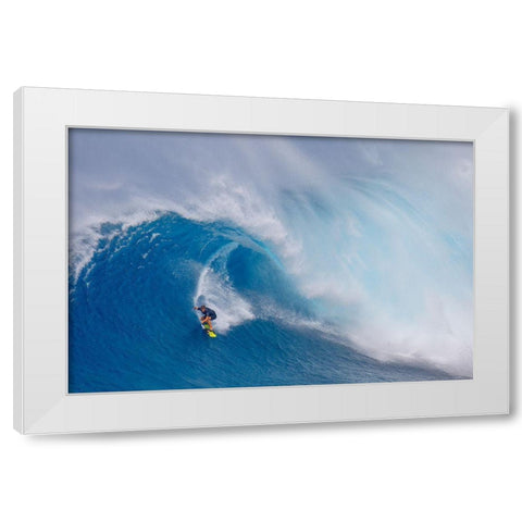 Surfing Jaws White Modern Wood Framed Art Print by Stahl, Peter