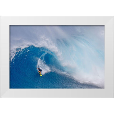 Surfing Jaws White Modern Wood Framed Art Print by Stahl, Peter